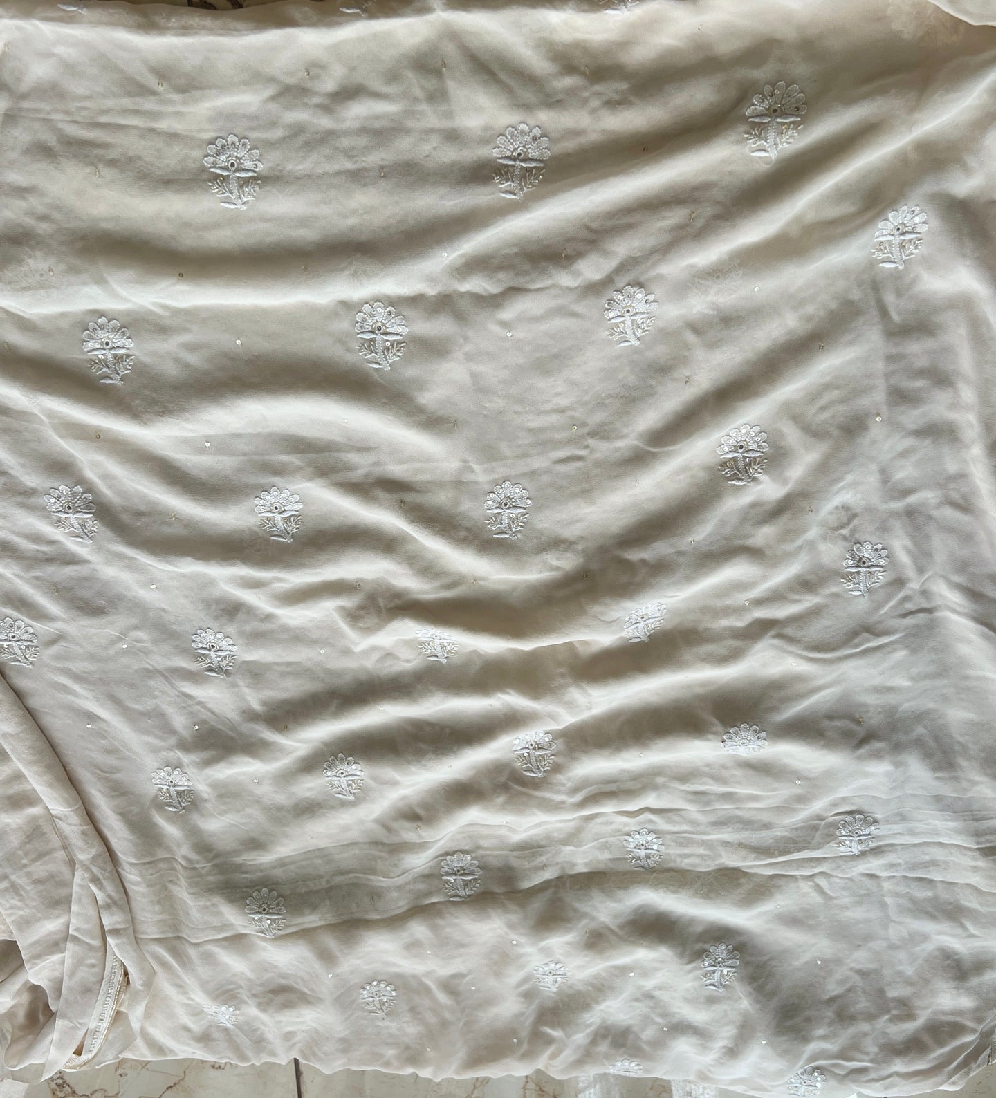 Suhaan Cream Chikankari pearl sequins kurta and dupatta